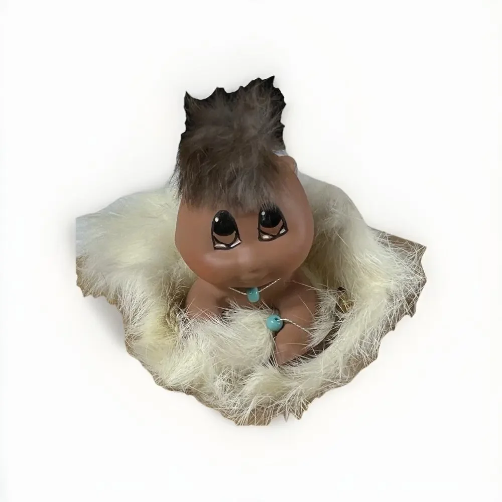 Vintage Border Rose Baby 3 Navahi Doll with Fur Wrap Native American Style